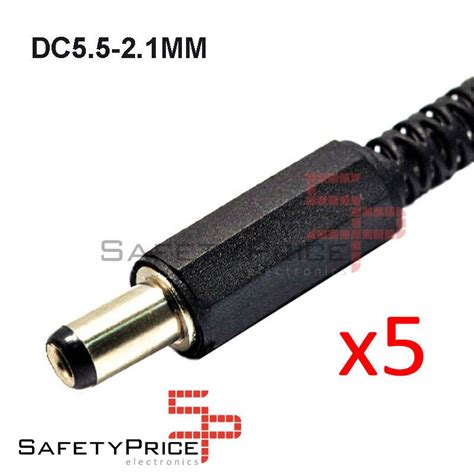 5x Conector Alimentacion Macho Dc Jack 5 5mm X 2 1mm Safetyprice