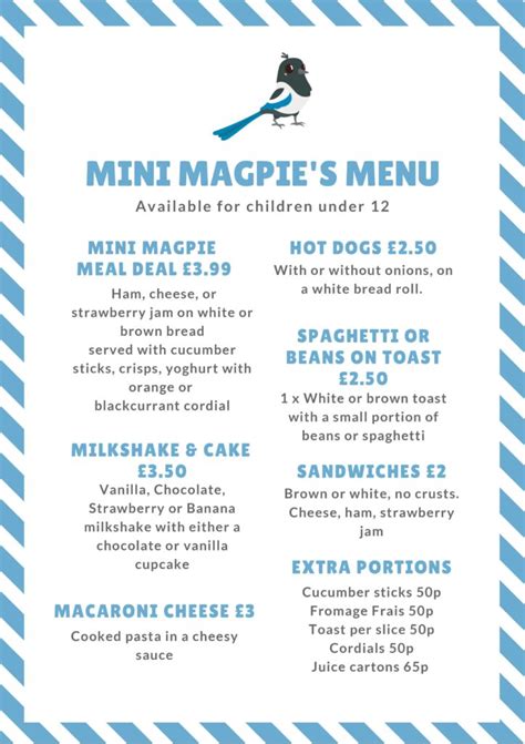 Mini Magpies Menu - Magpies Nest