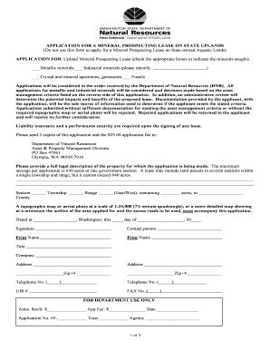 Fillable Online Dnr Wa Washington Mineral Prospecting Dnr Form Fax