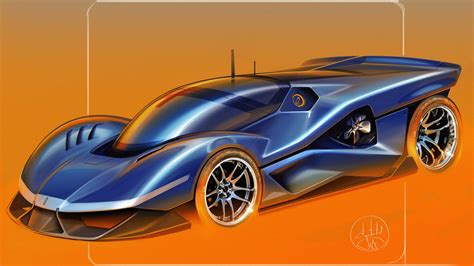 Artstation Vehicle Car Aleksandr Sidelnikov Digital Art Orange