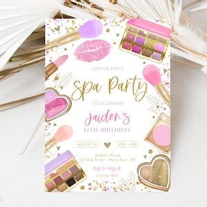 Spa Makeup Birthday Party Invitation Editable Glam Party Invitation