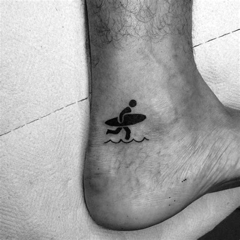 Tiny Man And Surf Board Tattoo Male Ankles More Surf Tattoos Skate