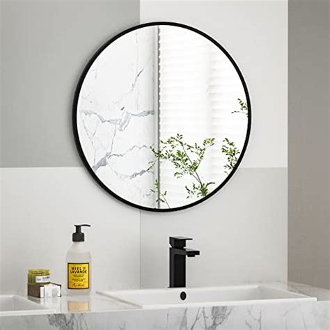 Harritpure Round Mirror 18 Black Wall Mounted Circle Mirror With Aluminum Alloy Frame Modern