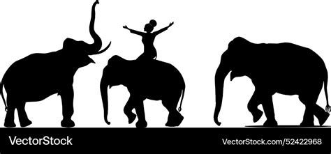 Set Of Circus Elephants In Silhouette Royalty Free Vector