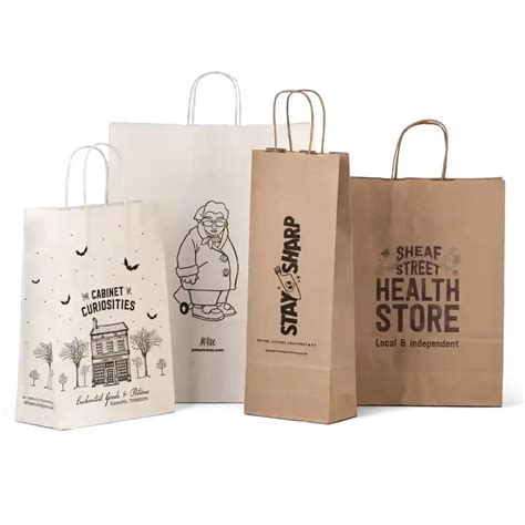 Printed Twist Handle Paper Carrier Bags Rocaba Pack Ireland