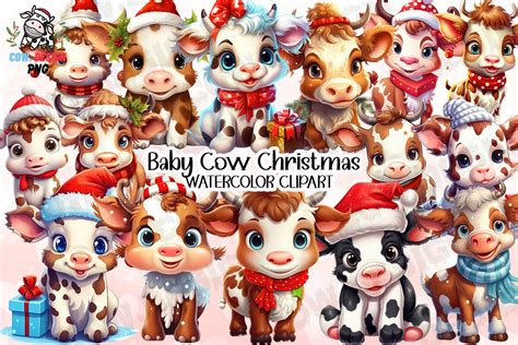 Baby Cow Christmas Sublimation Clipart Graphic By Cow Design Creative