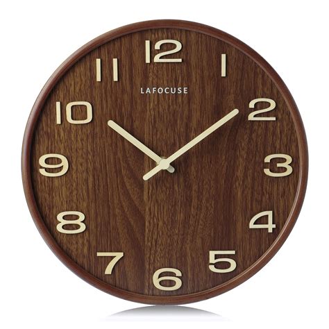 Amazon De Lafocuse Holz Lautlos Wanduhr Braun Vintage D Ziffern