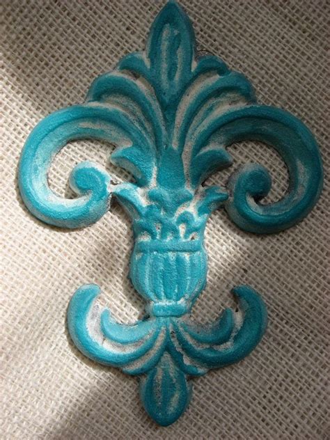 Turquoise And White Cast Iron Architectural Wall Hanging Decor Etsy