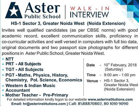 Teaching job opportunities in Noida extension schools | Go4 School Reviews and More