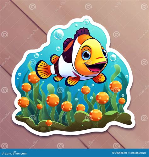 Cute Clown Fish Vector Illustration Cute Cartoon Clown Fish Stock