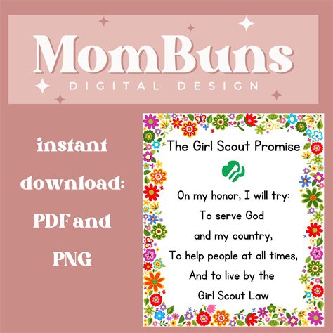 Girl Scout Promise PDF, PNG Printable, Digital Download - Etsy