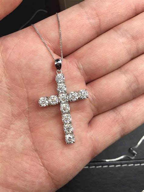 Elegant Dainty Brilliant Moissanite Cross Necklace Ct Ct Etsy