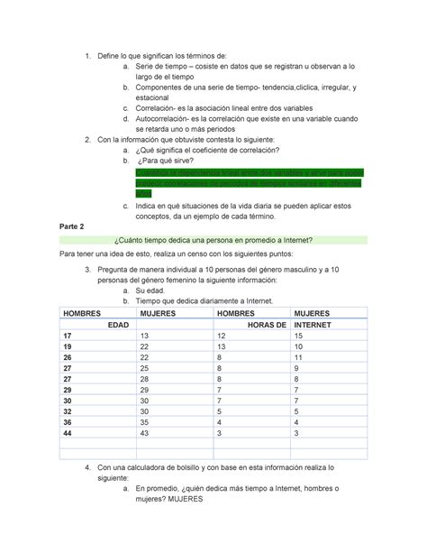 Evidencia 1 estadística y pronósticos Define lo que significan los