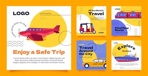 Premium Vector Instagram Posts Collection For Transport And Conveyance