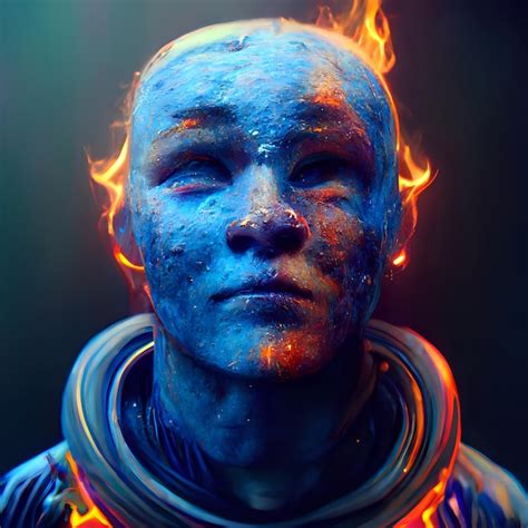 Premium Ai Image Illustration Of Blue Man Wrapped In Flames