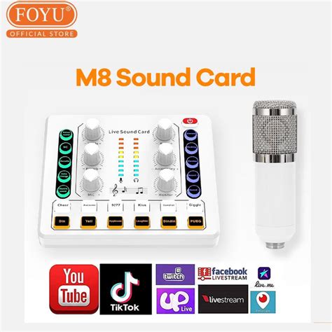 Jual Peralatan Live Streaming M50 Mic Kit M8 Sound Card Microphone