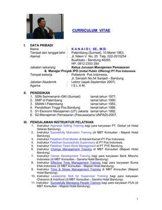 Cv Fasilitator Narasumber Training Kanaidi Se M Si Pdf