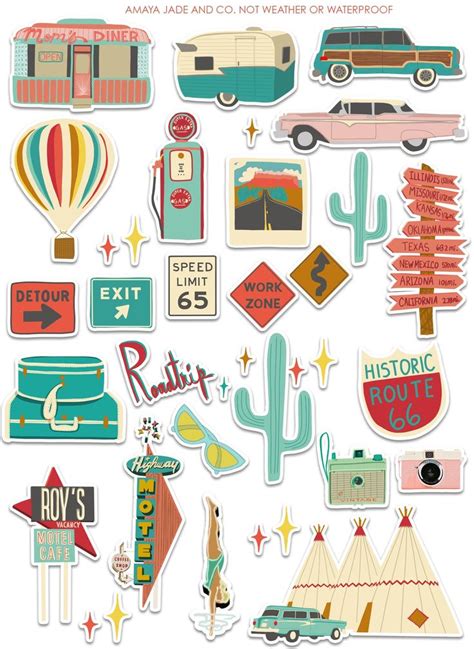 Vintage Road Trip Art Sticker Set Road Trip Art Vintage Road Trip