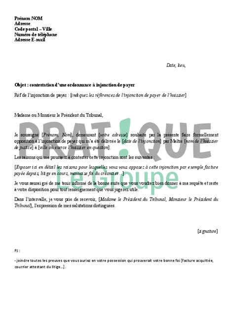 Lettre De Contestation D Une Ordonnance Injonction De Payer Pratique Fr