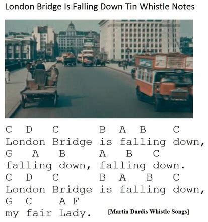 London Bridges Falling Down Sheet Music And Tin Whistle Notes - Irish ...