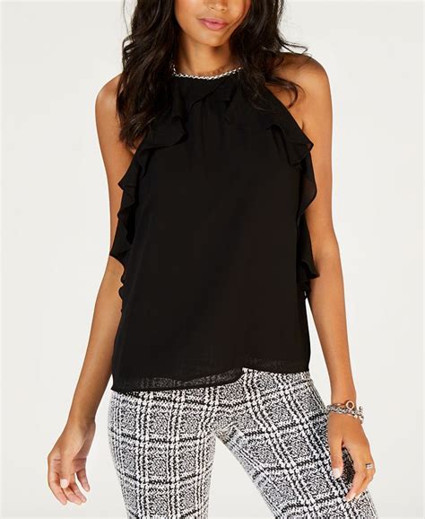 Michael Kors Ruffled Chain Hardware Top Macys