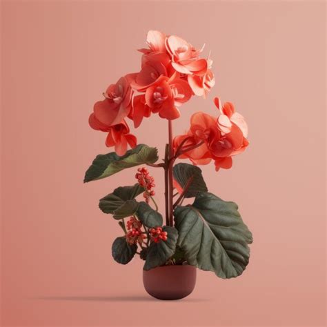 Premium Ai Image Lifelike Begonia Sculpture On Solid Background With