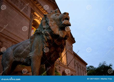 Art Institute of Chicago Lion Stock Photo - Image of institute, blue ...