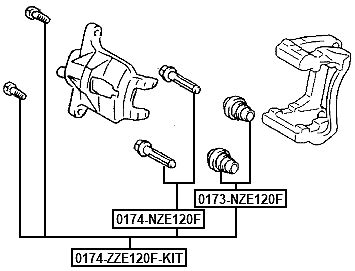 Front Caliper Slide Pin Kit For Toyota Febest 0174 ZZE120F KIT OEM