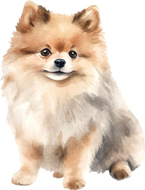 Ilustra o em aquarela de cachorro da Pomerânia imagem Premium gerada