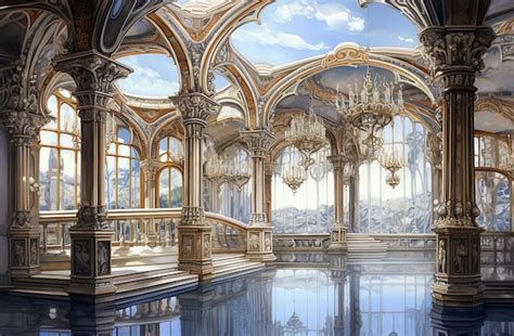 Premium Photo Reflective Elegance The Hall Of Mirrors Painting By John Edward Showcases A