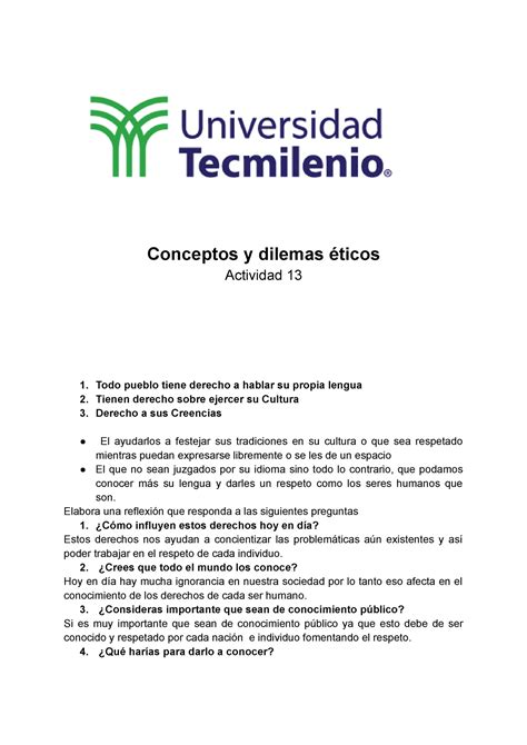 Conceptos Y Dilemas Eticos Act 13 Conceptos Y Dilemas éticos