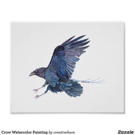 Crow Watercolor Painting Poster | Zazzle | Watercolor paintings ...