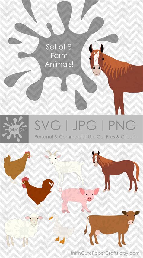 Farm Animal SVG, Farm Animal Clipart, Barnyard Animal SVG, Farm SVG ...