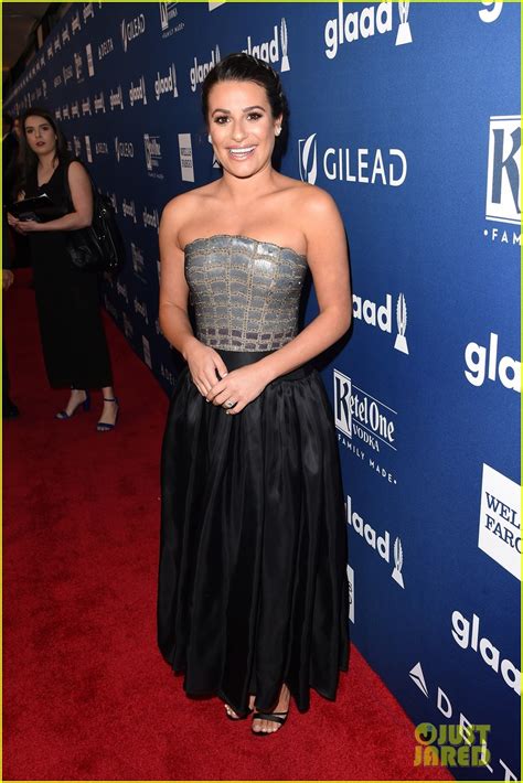 Full Sized Photo of lea michele shows off engagement ring at glaad ...