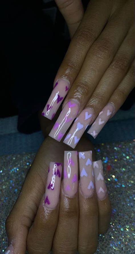 Purple Heart Nails | 💐 pin posted by @misstrishlyn 🧚🏾‍♀️ 🦋 | Heart ...