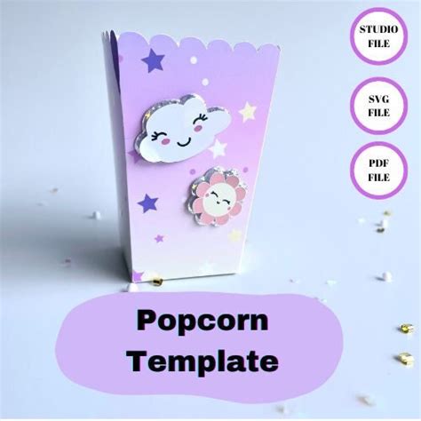 Popcorn Box Template, Snack Box SVG, Cricut Cut File, Silhouette Cut File, Instant Download - Etsy