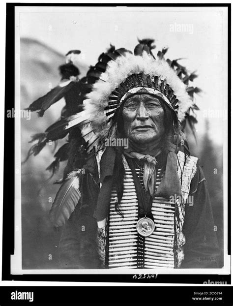 Iron Shell, Lakota, Sioux tribe, half-length portrait, facing front in traditional clothing ...