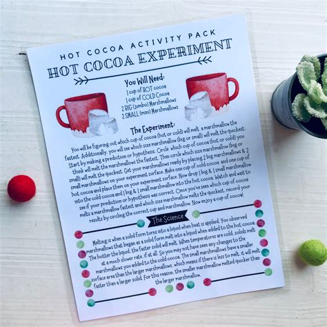 Hot Cocoa Activity Pack Play To Learn Hot Cocoa Dramatic Play Set Hot Cocoa Science