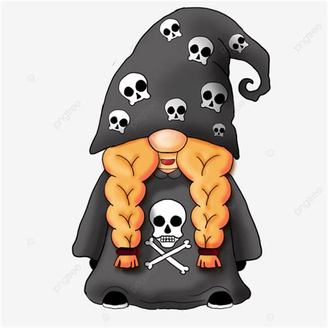 Halloween Gnome Black Dress Up Horror Skull Head Halloween Gnome