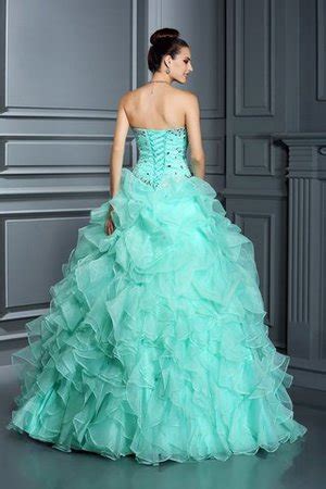 Organza Herz Ausschnitt Bodenlanges Sittsames Quinceanera Kleid Mit