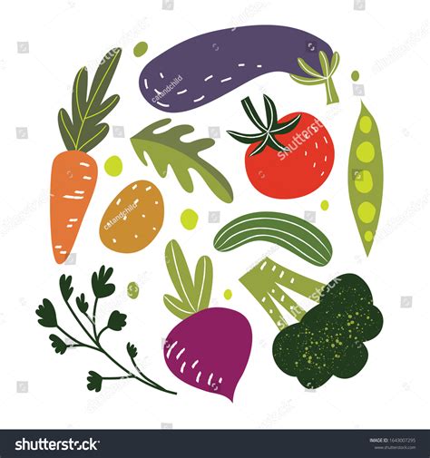 Set Hand Drawn Colorful Doodle Vegetables Stock Vector Royalty Free