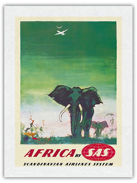 Africa Elephants By Sas Scandinavian Airlines System Vintage