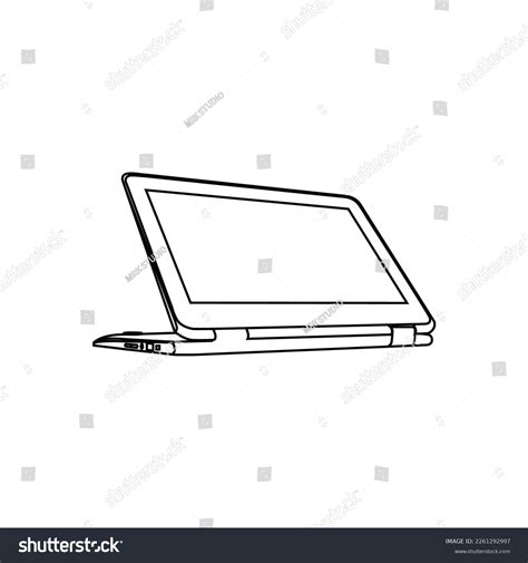 Flip Laptop Screen Outline Drawing Design Stock Vector (Royalty Free ...