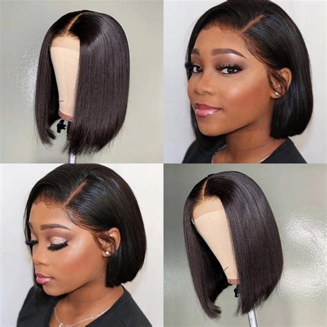 Kriyya Natural Hairline 13x4 Straight Bob Lace Front Wig Human Hair 130 150 Density