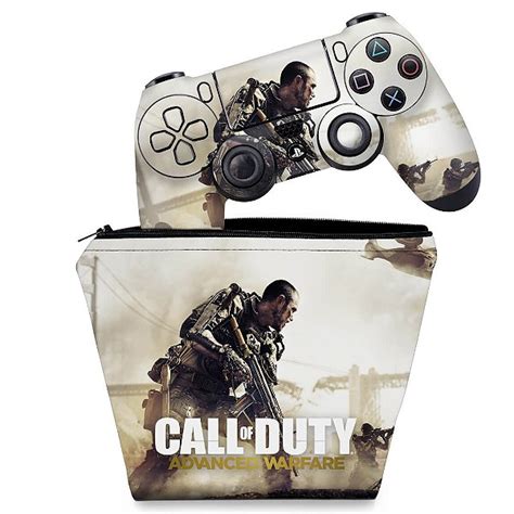 KIT Capa Case E Skin PS4 Controle Call Of Duty Advanced Warfare Pop