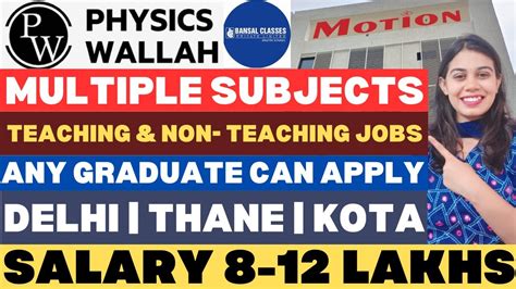 Physics Wallah Hirings 2024 Bansal Classes Hirings Multiple