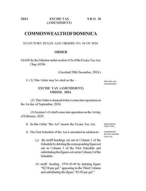 Excise Tax Amendment - Inland Revenue Division