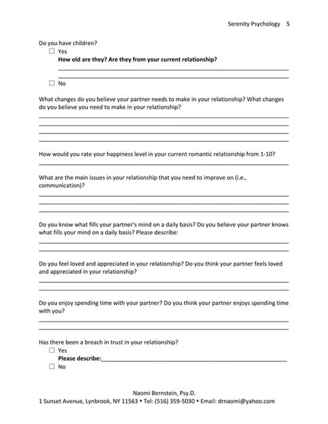 Couples Therapy Intake Questionnaire