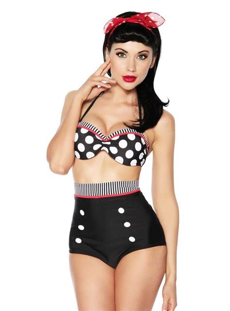 Maillot de bain 2 pièces Bikini Rockabilly Vintage Retro Pin Up Push Up