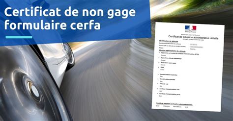 Certificat De Non Gage Formulaire Cerfa T L Charger